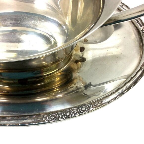 International Silver Camille Silverplate Gravy Boat Attached Underplate Vintage - Picture 2 of 9